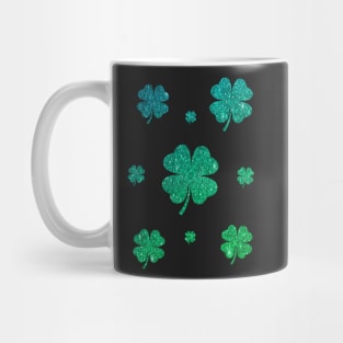 St Patricks Day, Ombre Green 4 Leaf Faux Glitter Clovers Mug